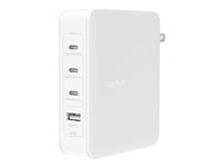 Belkin BoostCharge Pro - Strömadapter - GaN-teknik - 140 Watt - Fast Charge, Strömmatning 3.1 - 4 utdatakontakter (3 x USB-C, USB) - vit WCH014BTWH