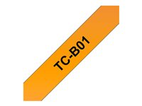 Brother TCB01 - 12 mm x 6.7 m - svart på fluorescerande orange - bandlaminat - för P-Touch PT-2000, PT-3000, PT-500, PT-5000, PT-8E TCB01
