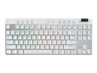 Logitech G PRO X TKL - Tangentbord - bakgrundsbelyst - trådlös - 2.4 GHz, Bluetooth - QWERTY - nordiskt (danska/finska/norska/svenska) - tangentbrytare: Tactile - vit 920-012146