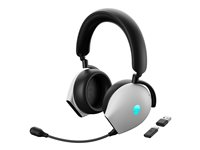 Alienware Tri-Mode Wireless Gaming Headset AW920H - Headset - fullstorlek - Bluetooth/radiofrekvens 2,4 GHz - trådlös, kabelansluten - aktiv brusradering - 3,5 mm kontakt - månljus AW920H-W-DEAM
