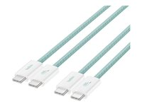 Belkin BoostCharge - USB-kabel - 24 pin USB-C (hane) till 24 pin USB-C (hane) - 1.5 m - USB Power Delivery (60W), flätad kabel - grön (paket om 2) BBD008HQ05GR2PK