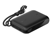Belkin BoostCharge - Strömförsörjningsbank - 10000 mAh - 20 Watt - PD, Fast Charge - 2 utdatakontakter (24 pin USB-C) - på kabel: USB-C BPB027HQBK