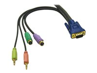 C2G Ultima 5-in-1 - Kabel för tangentbord/mus/video/ljud - PS/2, HD-15 (VGA), mini-phone stereo 3.5 mm (hane) till PS/2, HD-15 (VGA), mini-phone stereo 3.5 mm (hane) - 5 m - träkol 81732