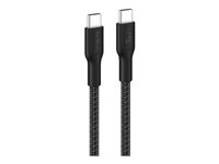 Belkin BoostCharge Pro - USB-kabel - 24 pin USB-C (hane) till 24 pin USB-C (hane) - 3 m - USB-strömförsörjning (240W), flätad kabel - svart CAB025HQ3MBK