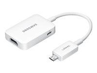 Samsung ET-H10FAU - Adapter för video / ljud - HDMI, Mikro-USB typ B (endast ström) hona till 11 pin Micro-USB (MHL) hane - vit - för Galaxy Note 3, Note 8.0, Note II SCH-I605, Note II SGH-T889, S4, S5 ET-H10FAUWEGWW
