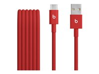 Beats - USB-kabel - USB (hane) till 24 pin USB-C (hane) - USB 2.0 - 1.5 m - flätad kabel, förstärkt design, USB Fast Charge (15W) - snabb röd MFEJ4ZM/A