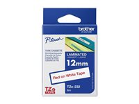 Brother TZe-232 - Standardlim - rött på vitt - Rulle (1,2 cm x 8 m) 1 kassett(er) bandlaminat - för Brother PT-D210, D600, H110; P-Touch PT-1005, D450, H110, P900; P-Touch Cube Plus PT-P710 TZE232