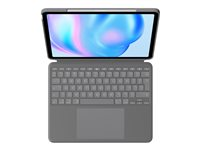 Logitech Combo Touch - Tangentbord och foliefodral - med pekdyna - bakgrundsbelyst - Apple Smart connector - QWERTY - USA, internationellt - oxford-grå - för Apple 11-inch iPad Air (M2, M3) 920-012636