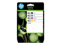 HP 963 - 4-pack - svart, gul, cyan, magenta - original - Officejet - blister - bläckpatron - för Officejet Pro 9010, 9012, 9013, 9014, 9015, 9016, 9018, 9019, 9020, 9022, 9023, 9025 6ZC70AE#30B
