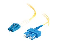 C2G LC-SC 9/125 OS1 Duplex Singlemode PVC Fiber Optic Cable (LSZH) - Patch-kabel - SC enkelläge (hane) till LC enkelläge (hane) - 2 m - 2 m - fiberoptisk - duplex - 9 / 125 mikrometer - OS1 - halogenfri - gul 85587